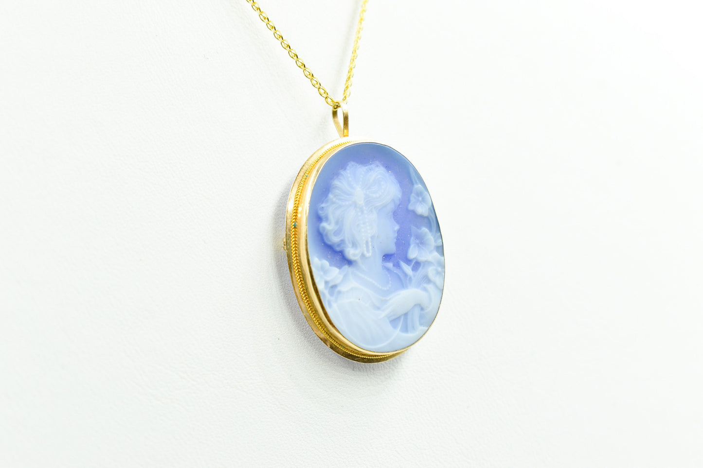 Χρυσό Καμέο σε Μπλε Όστρακο (Μεγάλο) 14Κ