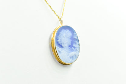 Χρυσό Καμέο σε Μπλε Όστρακο (Μεγάλο) 14Κ