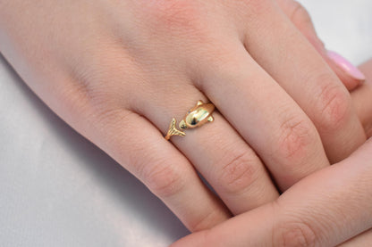 Dolphin 14K Solid Gold Ring,Gold Dolphin Band,Animal Sea Ring,Gift for Her,Minimalist Ring,Greek Summer Collection,Sea Life Jewellery