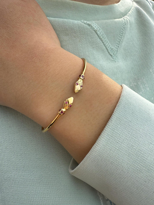 14K Snake Bracelet for Women,14K Gold Serpent Symbol Bracelet,Ancient Greek Animal Bracelet,Chinese Calendar Snake Bangle Bracelet