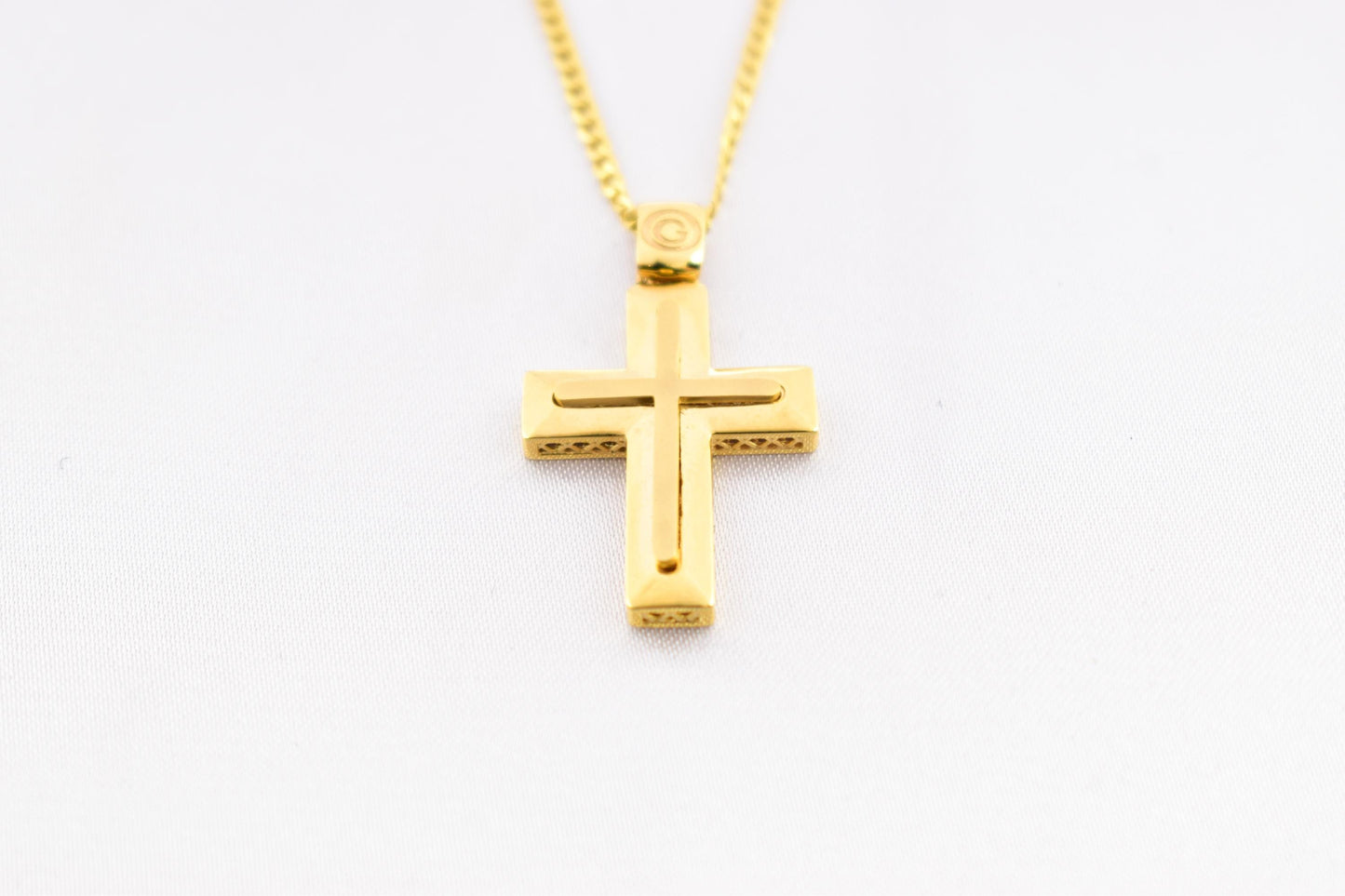 Ανδρικοί Σταυροί 14K Gold Cross Pendant for Men & Women – Solid Yellow Gold Religious Necklace, Minimalist Christian Gift