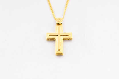 Ανδρικοί Σταυροί 14K Gold Cross Pendant for Men & Women – Solid Yellow Gold Religious Necklace, Minimalist Christian Gift