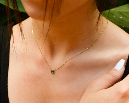 Κολιέ Μονόπετρο Ορυκτό Σμαράγδι 14Κ