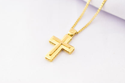 Ανδρικοί Σταυροί 14K Gold Cross Pendant for Men & Women – Solid Yellow Gold Religious Necklace, Minimalist Christian Gift