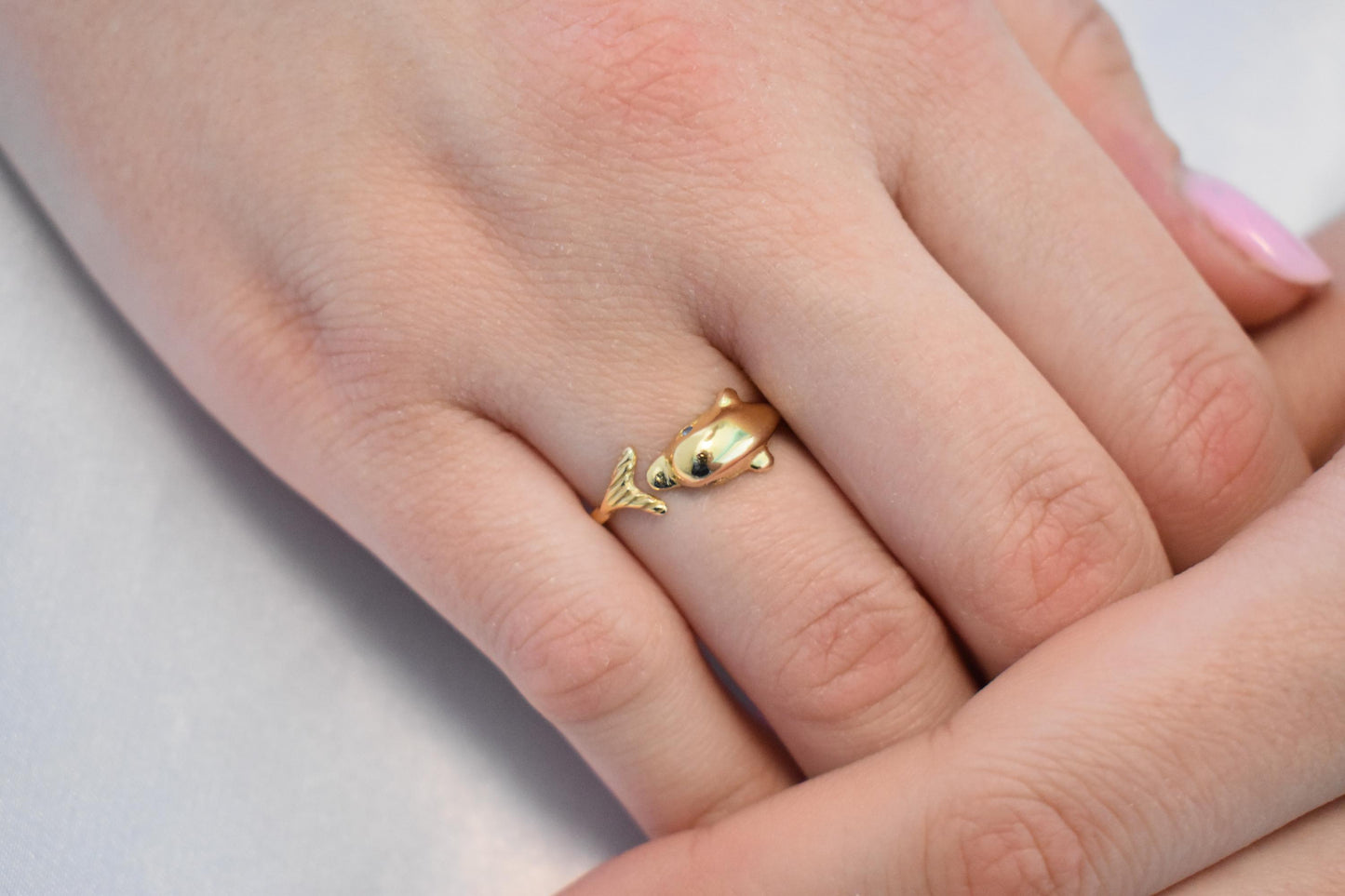 Dolphin 14K Solid Gold Ring,Gold Dolphin Band,Animal Sea Ring,Gift for Her,Minimalist Ring,Greek Summer Collection,Sea Life Jewellery