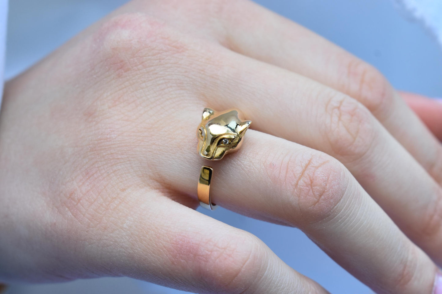 Χειροποίητο Δαχτυλίδι Πάνθηρας με Διαμάντια Κ14