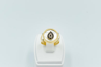 14K Solid Gold Handmade Ring,14K Mother Of Pearl Ring,Gold Band Ring,Zircon Ring,Elegant Ring,Unique Libellia Gold Ring,Drop Ring for Her