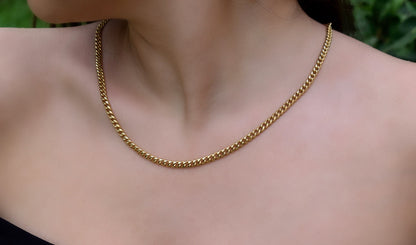 Gold Miami Curb Link Chain 14K,Dainty Thick Gold Chain,Chunky Necklace,Gold Necklace Choker,Man-Women Chain Necklace,Unisex Timeless Gift
