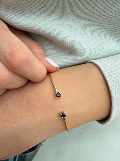 14K Gold Solid Bangle Sapphire,Luxury Sapphire Bangle, Bridal & Engagement Bangle,Bangle Sapphire Bracelet,Dainty Sapphire Bracelet