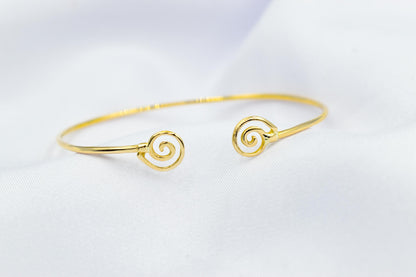 14K Gold Spiral Bracelet,Spiral Bangle,Dainty Bracelet,Greek Round Swirl,Minimal 14K Spiral Bracelet,Dainty Gold Bracelet,Circle of Life