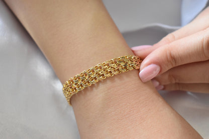 18K Gold Curb Chain Bracelet,Stackable Gold Bracelet,Franco Chain,Chain Bracelet,Retro Chain Bracelet, Vintage Chain for Anniversary Gift