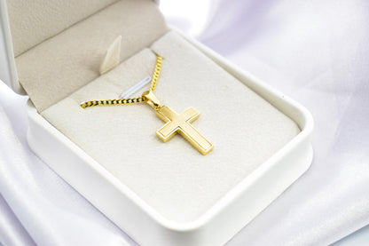 Ανδρικοί Σταυροί 14K Solid Gold Cross Necklace,Unisex Solid Gold Large Cross Necklace,Plain Gold Cross Charm, Christian Pendant,Radiant Religious Gold Cross
