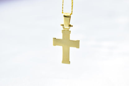 γυναικα 14K Solid Gold Cross Pendant with Sparkling Zircon Inner Cross,Orthodox-Inspired Design,Optional 14K Chain,Women’s Men’s Cross,Baptism Gift