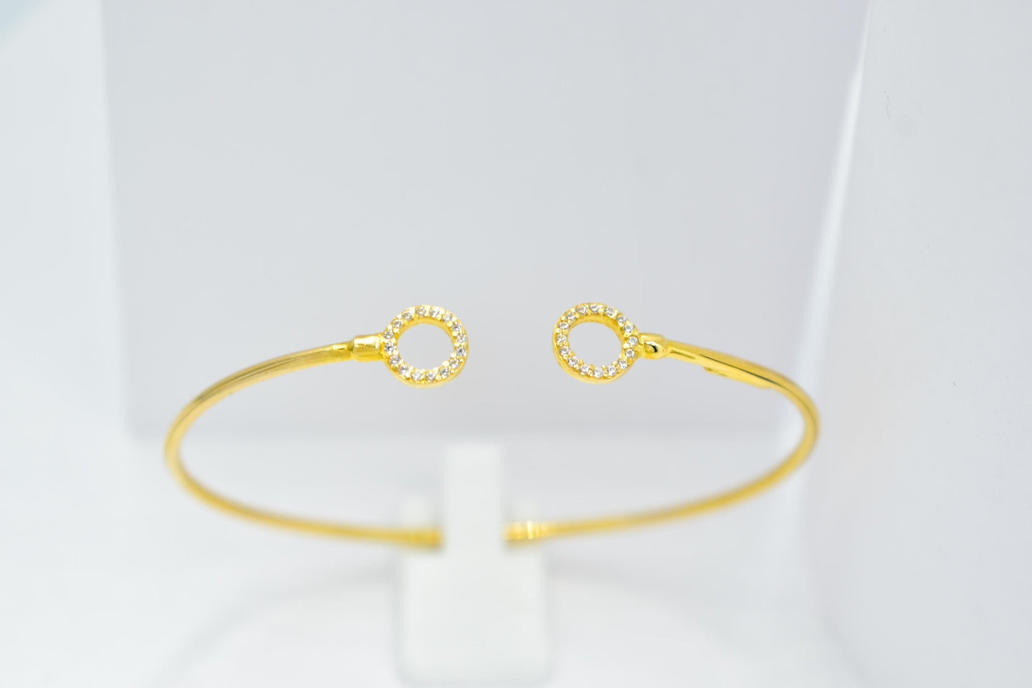 14K Gold Circle Bangle Bracelet,Open Circle Gold Bracelet,Dainty Diamond Bangle, Zircon Bangle Gift for Her,Adjustable Bracelet,Gift for Her