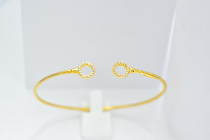 14K Gold Circle Bangle Bracelet,Open Circle Gold Bracelet,Dainty Diamond Bangle, Zircon Bangle Gift for Her,Adjustable Bracelet,Gift for Her