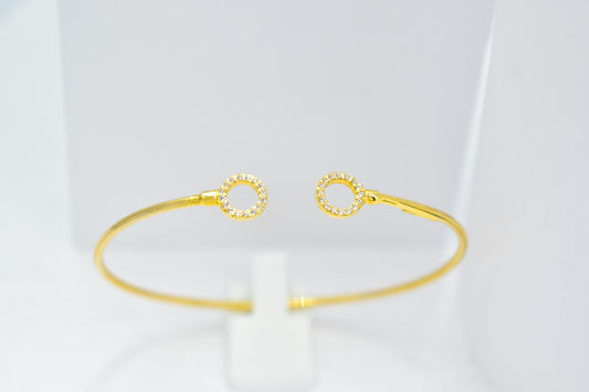 14K Gold Circle Bangle Bracelet,Open Circle Gold Bracelet,Dainty Diamond Bangle, Zircon Bangle Gift for Her,Adjustable Bracelet,Gift for Her