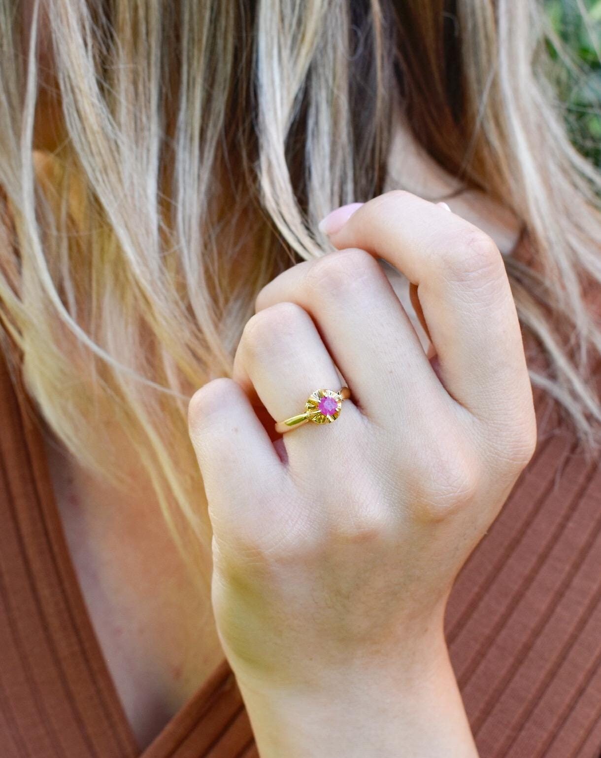 Χειροποίητο Μονόπετρο με Ορυκτό Ρουμπίνι Κ18