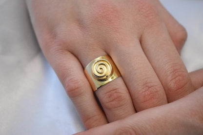14K Solid Gold Spiral Ring,Gold Swirl Ring,Spiral Gold Ring,Ancient Greek Collection,Gold Band,Wedding Stacking Ring,Minimal Summer Ring