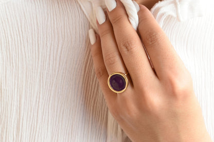 Χειροποίητο Δαχτυλίδι με Μωβ Σμάλτο Κ14