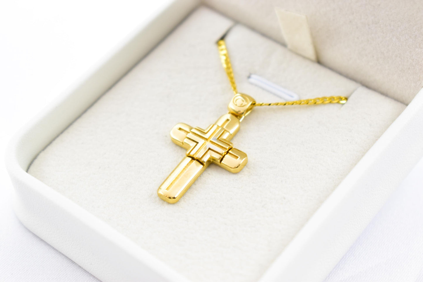 Ανδρικοί Σταυροί 14K Solid Gold Cross Pendant for Men & Women, Yellow Gold Religious Necklace, Orthodox Baptism Cross, Handmade Fine Gold Jewelry Gift