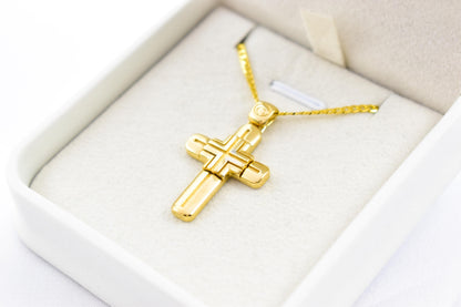 Ανδρικοί Σταυροί 14K Solid Gold Cross Pendant for Men & Women, Yellow Gold Religious Necklace, Orthodox Baptism Cross, Handmade Fine Gold Jewelry Gift