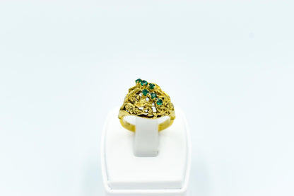 18K Gold Emerald Ring, Elegance Handmade Ring,Classic Emerald Ring,Emerald Statement Ring,Timeless Gift,Emerald Jewellery,Vintage 18K Ring