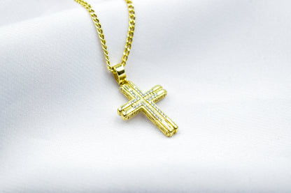 γυναικα 14K Solid Gold Cross Pendant,Necklace with Zircon,Elegant Christian Pendant,Baptism Religious Faith Jewelry,Godfather-Godmother Gift