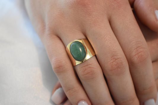 14K Solid Gold Aventurine Ring,Aventurine Ring,Engagement & Wedding Gold Ring,Statement Ring,Stackable Gold Ring,Forever Unique Gift for Her