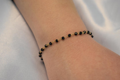 14K Gold Spinel Rosary Bracelet,14k Spinel Bracelet,Gemstone Natural Spinel Chain Gold Bracelet,Spinel Bracelet,Gold Thin Chain Bracelet