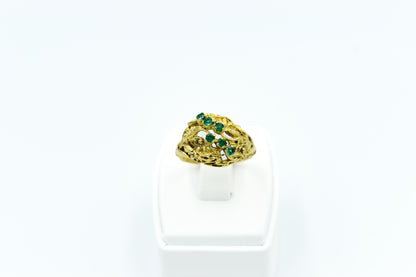 18K Gold Emerald Ring, Elegance Handmade Ring,Classic Emerald Ring,Emerald Statement Ring,Timeless Gift,Emerald Jewellery,Vintage 18K Ring