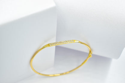 14K Gold Cuff Bracelet with CZ or Diamonds, Dainty Pave Bangle, Minimalist Gold Bracelet, Adjustable Gift for Her, Stacking Jewelry