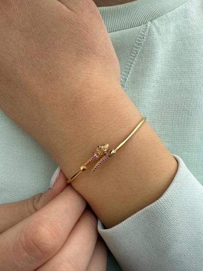14K Serpent Bangle,Snake Gold Bangle Bracelet,Adjustable Animal Bangle,Chinese Calendar Jewel,Snake Handcrafted Bangle,Animal Collection