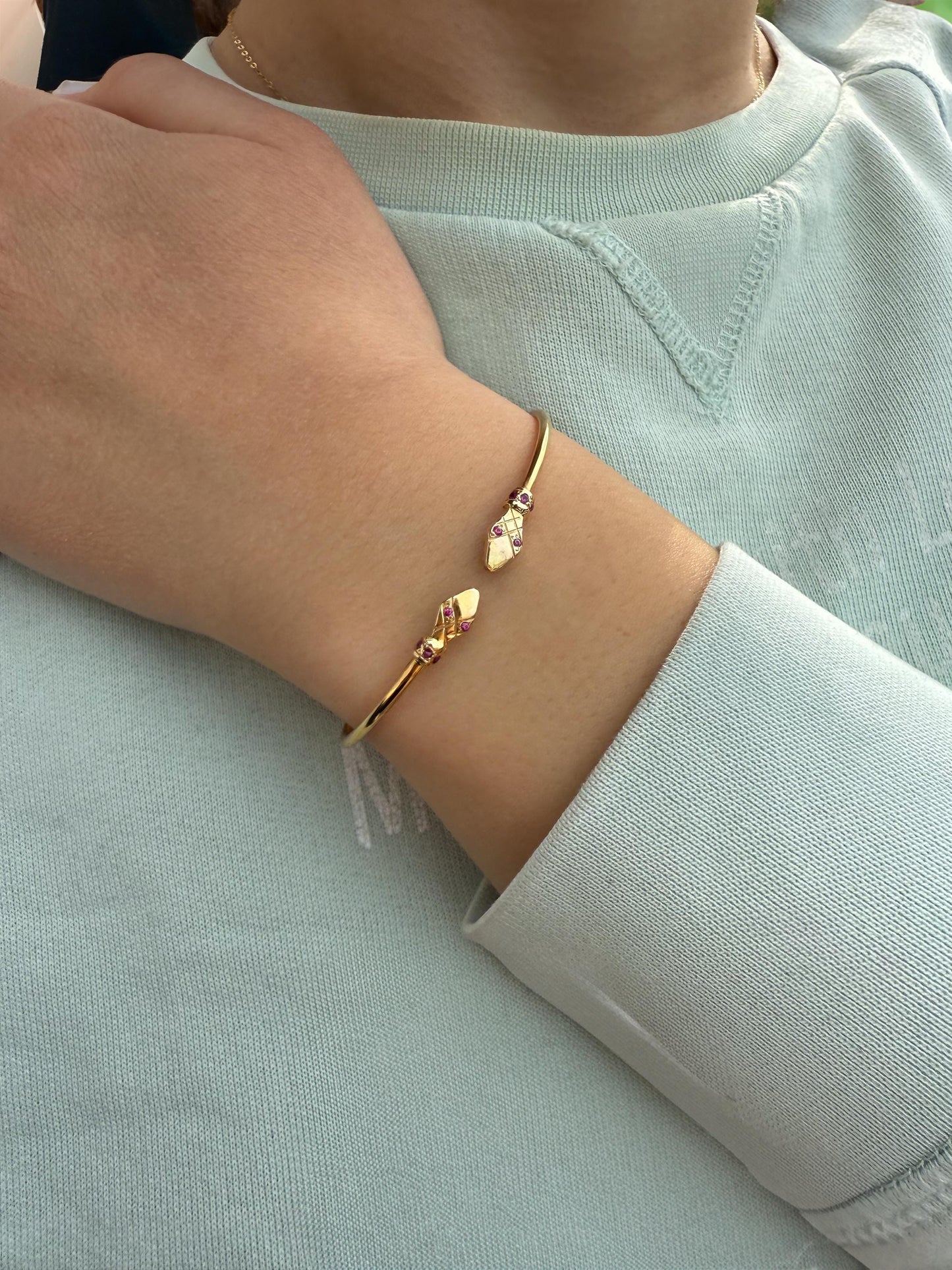 14K Snake Bracelet for Women,14K Gold Serpent Symbol Bracelet,Ancient Greek Animal Bracelet,Chinese Calendar Snake Bangle Bracelet