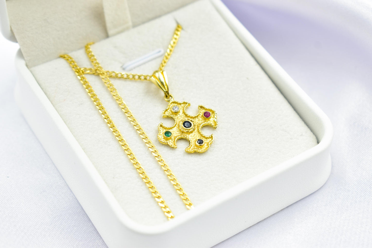 Βυζαντινός Χρυσός Σταυρός με Ζιργκόν 14Κ