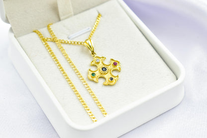 Βυζαντινός Χρυσός Σταυρός με Ζιργκόν 14Κ