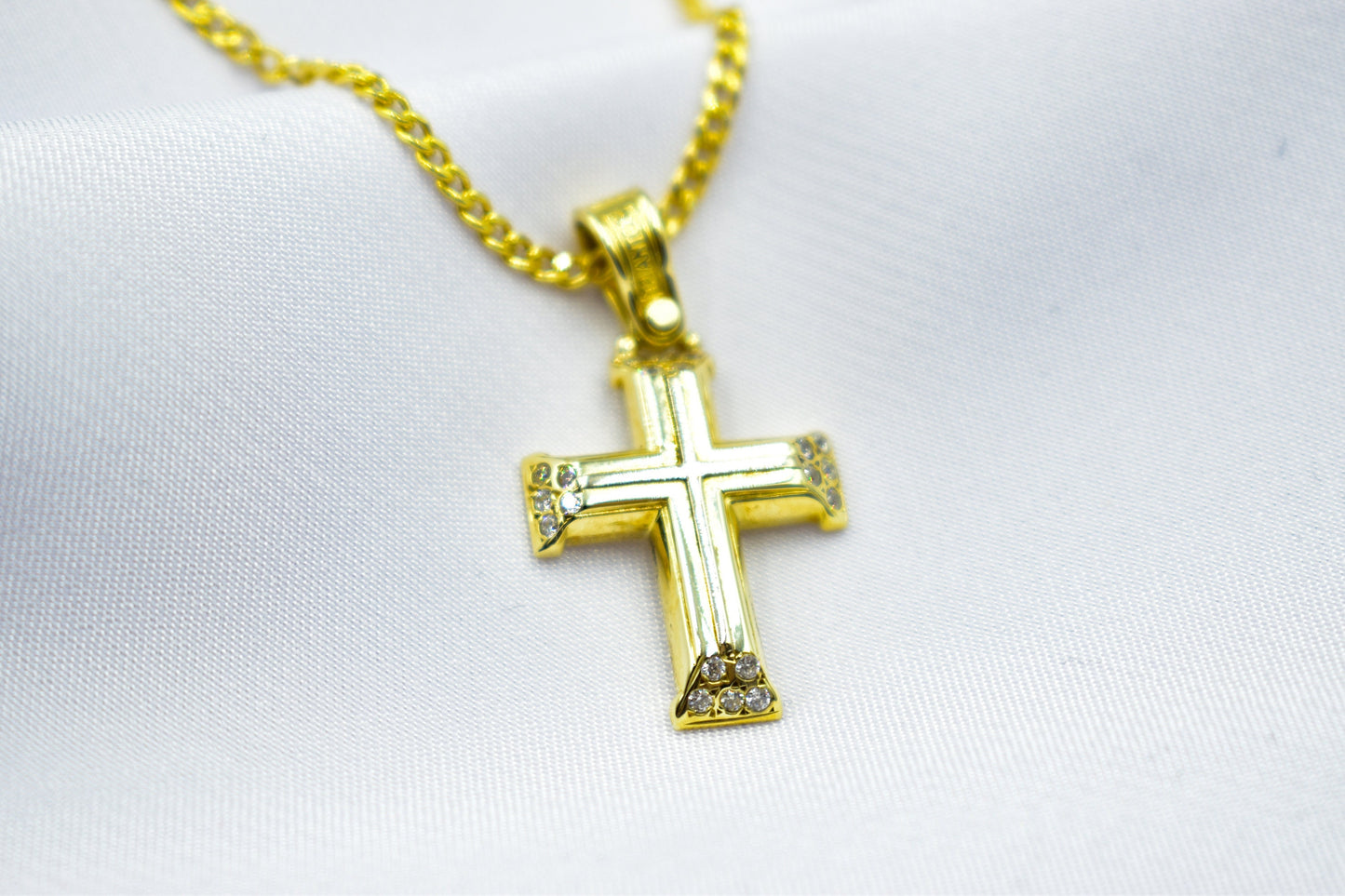 γυναικα 14K Solid Gold Cross Necklace Zircon,Cross Necklace,Christian Pendant,Unisex Religious Necklace,14K Gold Cross Pendant,Cross Necklace Gift