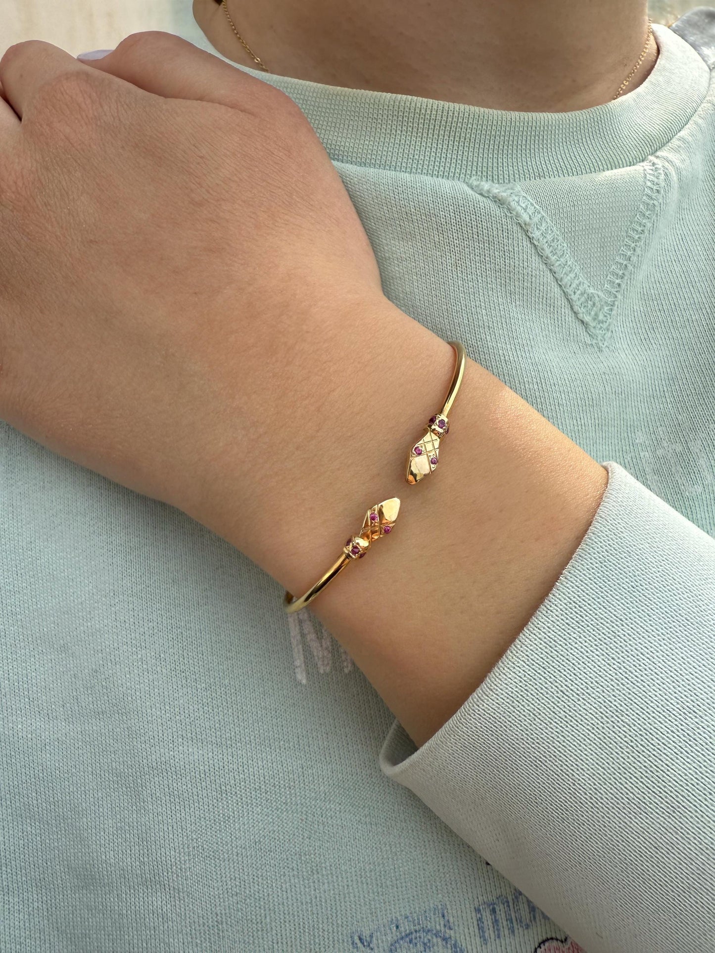 14K Snake Bracelet for Women,14K Gold Serpent Symbol Bracelet,Ancient Greek Animal Bracelet,Chinese Calendar Snake Bangle Bracelet