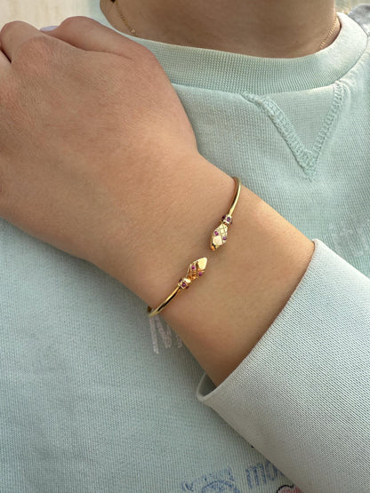 14K Snake Bracelet for Women,14K Gold Serpent Symbol Bracelet,Ancient Greek Animal Bracelet,Chinese Calendar Snake Bangle Bracelet