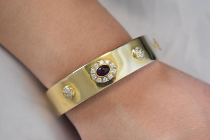 14K Solid Gold Ruby Bangle,Natural Ruby Bezel,Genuine Ruby,Bangle Bracelet,Natural Ruby,Unique & Vintage Bracelet for Her,Gemstone Gold Ruby