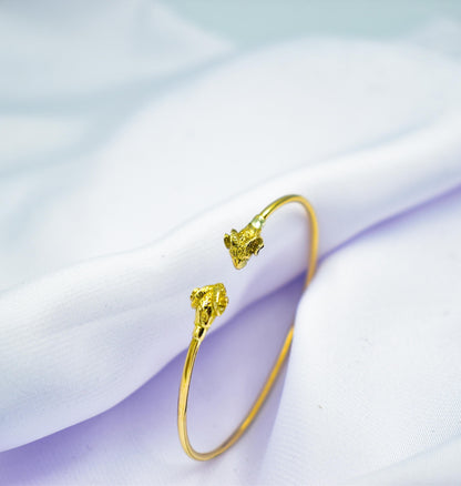14K Solid Gold Ram Head Bangle,Greek Mythology Bracelet,Aries Zodiac Jewellery, Handcrafted Gold Cuff,Luxury Ancient Animal Bangle