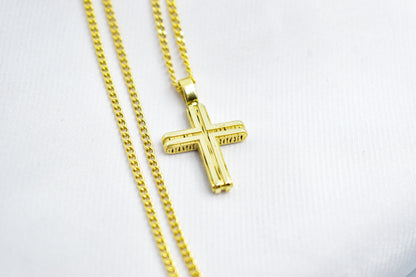 γυναικα 14K Solid Gold Cross Pendant,Necklace with Zircon,Elegant Christian Pendant,Baptism Religious Faith Jewelry,Godfather-Godmother Gift