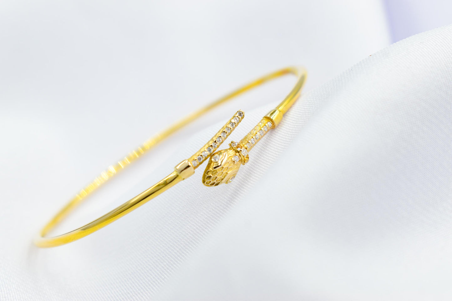 14K Snake Bangle,Snake Gold Bangle Bracelet,Adjustable Animal Gold Bangle,Chinese Clendar Animal Bangle,Snake Handcrafted Serpent Bangle
