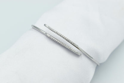 14K Thin White Gold Bangle Bracelet,Plain Gold Bangle,White Gold Bangle,Stacking Bangle Bracelet,Bridal & Engagement Cuff Bracelet