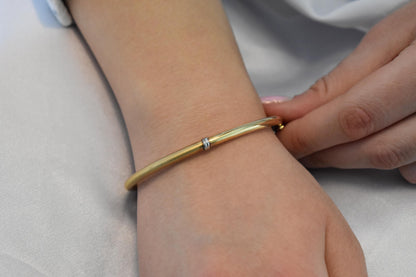 14k Gold Classic Thick Bangle Bracelet,Half Matte-Half Polished Finish,Premium Greek Bracelet,Minimal Cuff Bangle,Exclusive Gift for Her