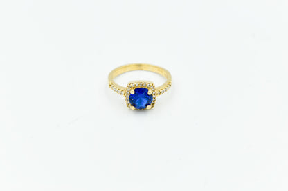 14K Gold Rosette Handmade Princess Inspired Ring,Blue Zircon Ring,Elegant & Unique Design,Luxurious Gift,Stylish Ring,Timeless Ring for Her