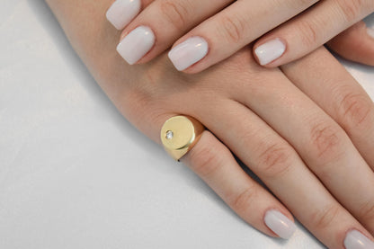 14K Solid Gold Ring,Engravable Flat Ring,Engagement Ring,Wedding Gold Ring,Statement Ring,Stackable Gold Ring,Gift for Her,14K Weeding Band