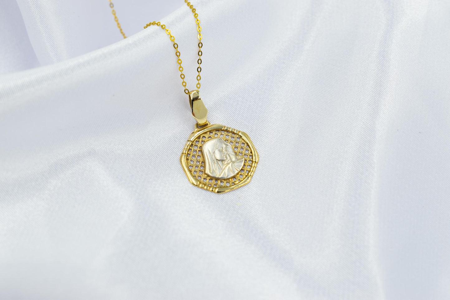 Χρυσό Κωνσταντινάτο Παναγία Οκτάγωνο 14Κ