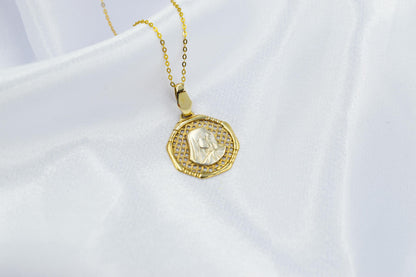 Χρυσό Κωνσταντινάτο Παναγία Οκτάγωνο 14Κ