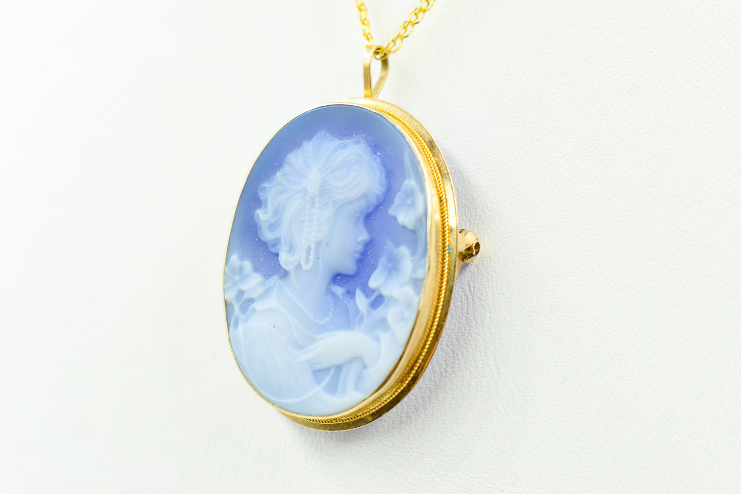 Χρυσό Καμέο σε Μπλε Όστρακο (Μεγάλο) 14Κ