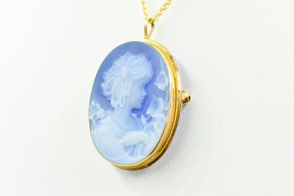 Χρυσό Καμέο σε Μπλε Όστρακο (Μεγάλο) 14Κ